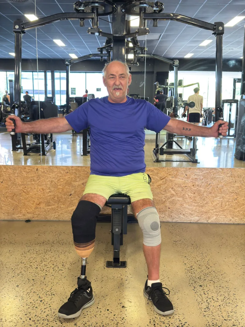 A participant working out at the gym